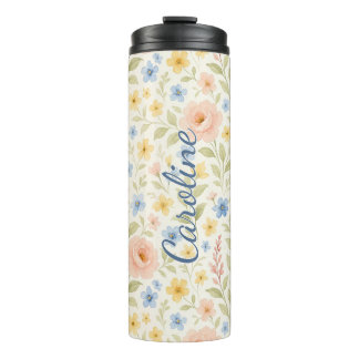 Classy Shabby Chic French Floral Art Pattern Thermal Tumbler