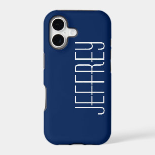 Classy Sharp Dark Blue & White, Custom Jumbo Name