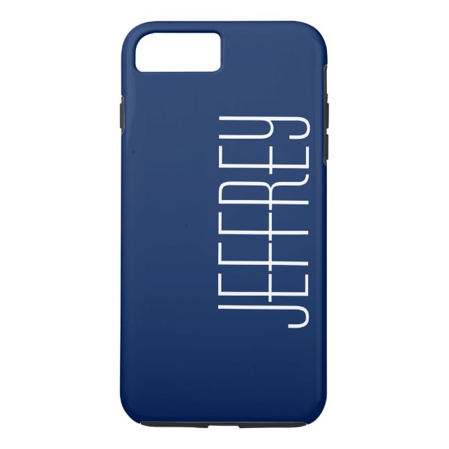 Classy Sharp Dark Blue & White, Custom Jumbo Name Case-Mate iPhone Case (Back)