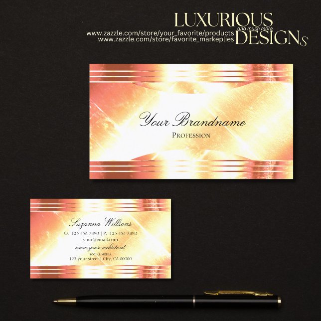 Classy Shimmery Rose Gold Luxurious and Elegance Business Card (Creator Uploaded)