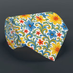 Classy Sicilian Colourful Leaves Floral Art Patter Tie<br><div class="desc">This beautifully arranged Mediterranean Italian necktie showcases a vibrant floral and leaf pattern in yellow,  orange,  blue,  red,  and green. Its distinctive and stylish design makes it ideal for the professional and sophisticated businessman,  combining both fashion and trendiness.</div>