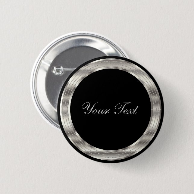 Classy Silver and Black Template 6 Cm Round Badge (Front & Back)