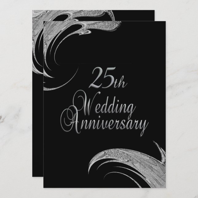 Classy Silver Anniversary Invitation (Front/Back)
