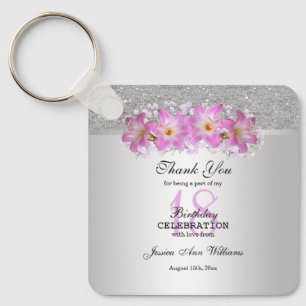 Classy Silver & Belladonna Lilies 18th Birthday   Key Ring