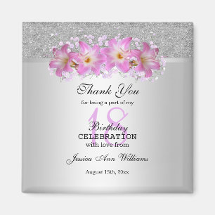 Classy Silver & Belladonna Lilies 18th Birthday  Magnet