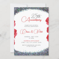 Classy Silver Glitter 25th Wedding Anniversary