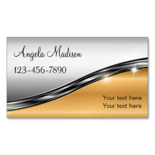 Classy Silver Gold Tone Beauty  Magnetic Business Card