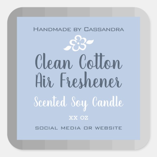 Classy Silver Grey Blue Product Packaging Labels (Front)