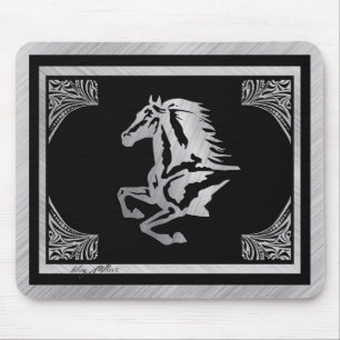 Classy Silver Horse Mouse Pad