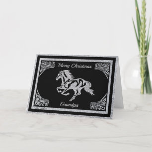 CLASSY SILVER HORSE SILHOUETTE HOLIDAY CARD