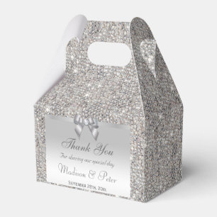 Classy Silver Sequins Bow Diamond Favour Box