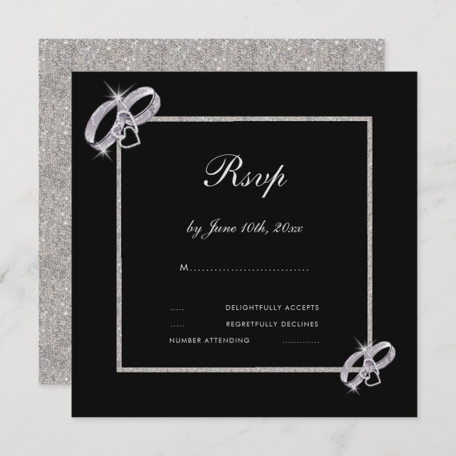 Classy Silver Wedding Rings Wedding Rsvp Invitation (Front/Back)