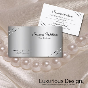 Classy Silver with Shimmery Lines Modern Elegant Business Card