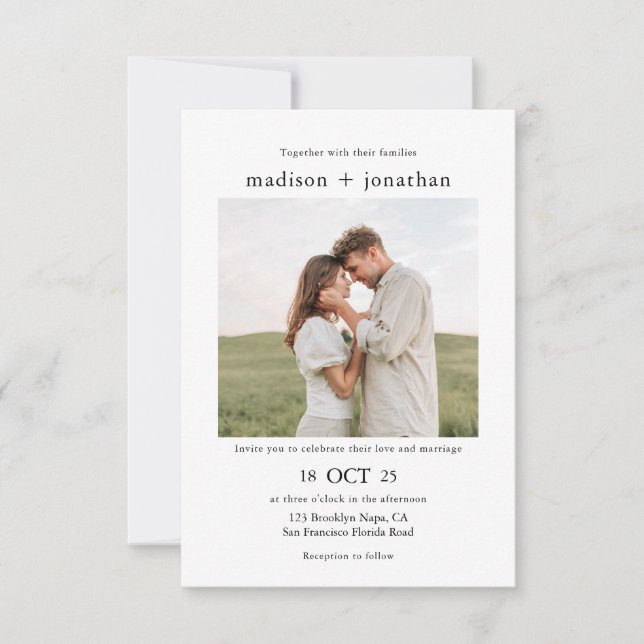 Classy Simple 2 Photo Wedding Invitation (Front)