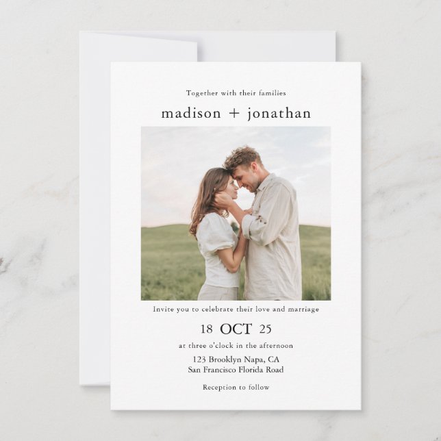 Classy Simple 2 Photo Wedding Invitation (Front)