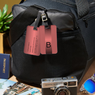 Classy Simple Black Wine Red Steel Metallic Luggage Tag