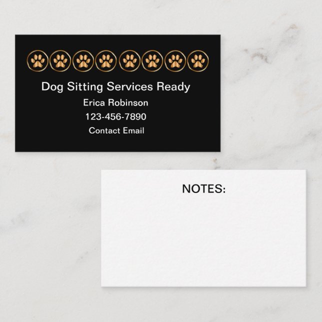 Classy Simple Dog Sitting Business Cards (Front/Back)