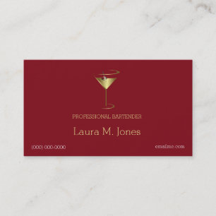 Classy Simple Gold Martini Bartenders Business Card