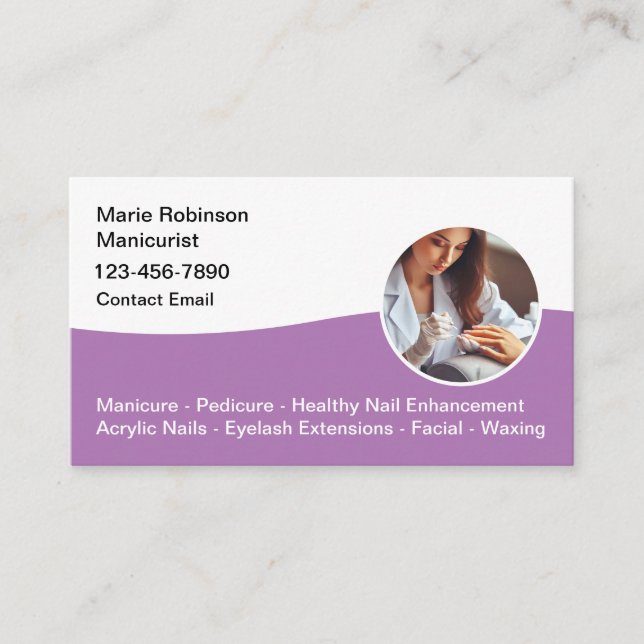 Classy Simple Manicure Nail Beauty Business Cards (Front)