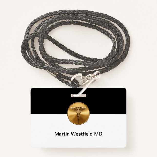 Classy Simple Medical Staff Name  ID Badge (Front with Lanyard)