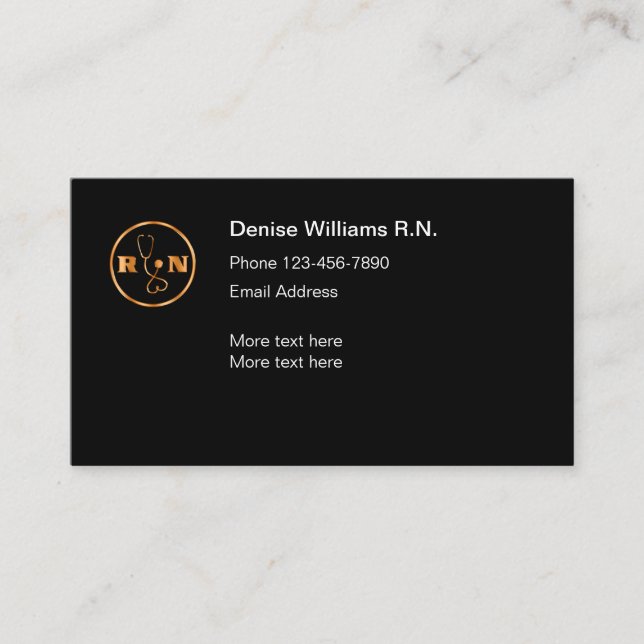 Classy Simple Registered Nurse Design Business Card (Front)