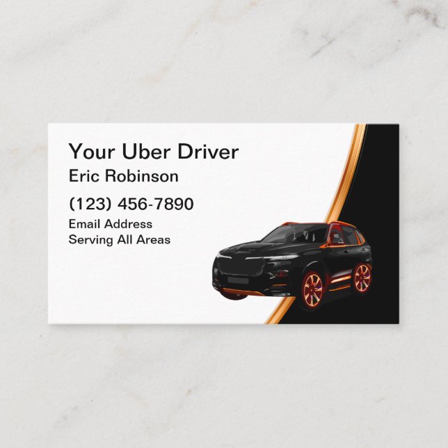 Classy Simple Uber Driver Ride Hailing  Business Card (Front)