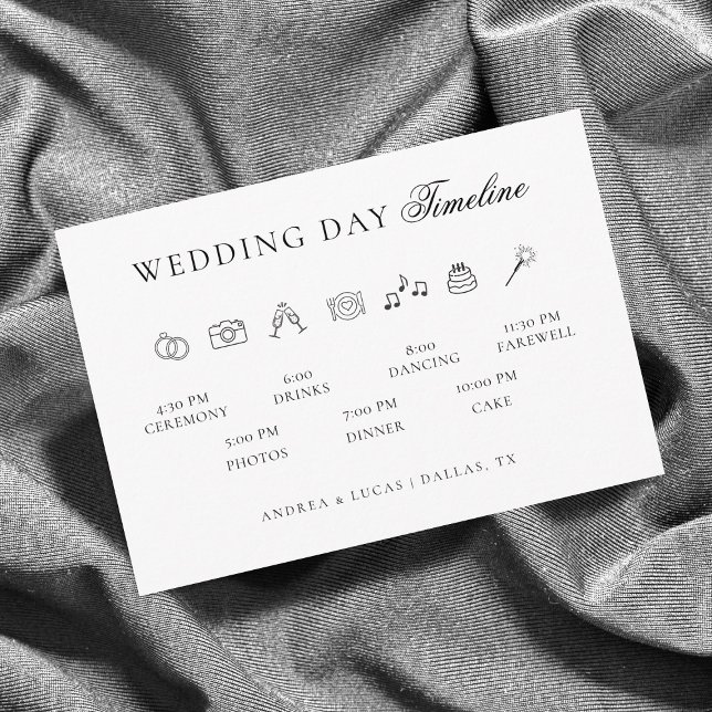 Classy Simple Wedding Day Timeline Order of Events Enclosure Card (Creator Uploaded)