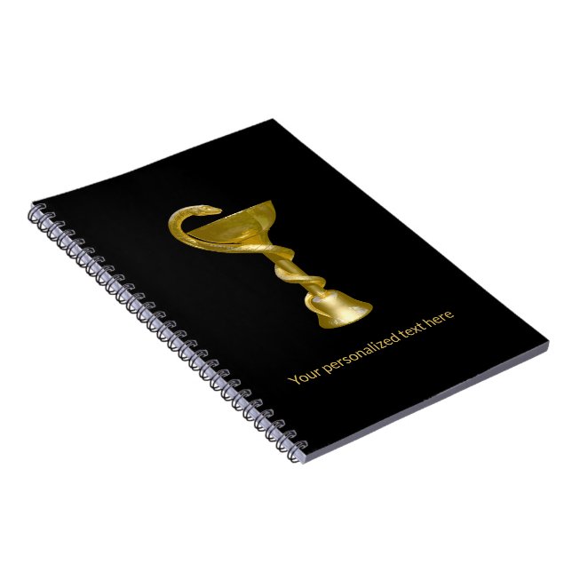 Classy Snake Medical Bowl Hygieia Gold Caduceus Notebook (Right Side)