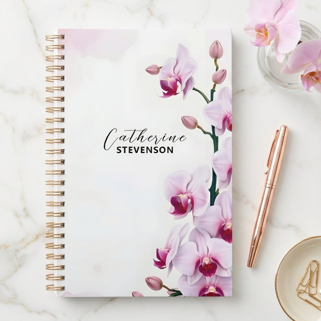 Classy Soft Blush Pink Orchid Botanical Watercolor Planner (Creator Uploaded)