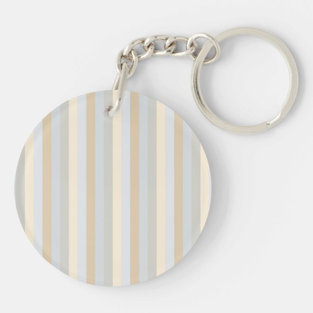 Classy Soft Coloured Greys Vertical Stripes Key Ring (Back)