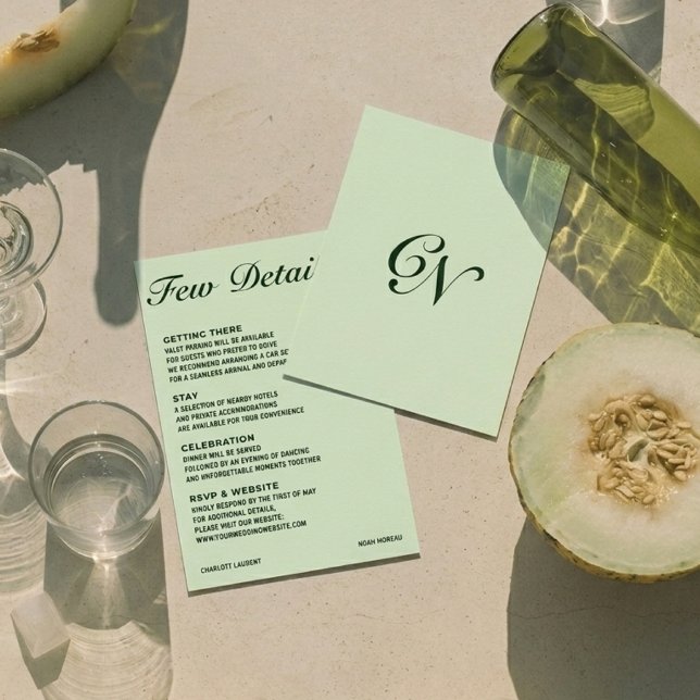 Classy Soft Sage Cream Green Wedding Details Card (Creator Uploaded)