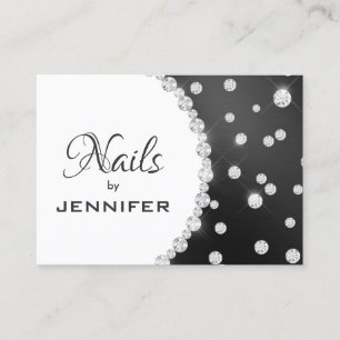 Classy Sparkly Diamonds Elegant Black and white Business Card