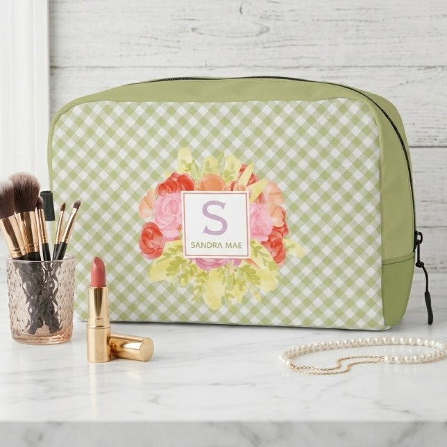 Classy Spring Green Check Pattern Toiletry Bag (Creator Uploaded)