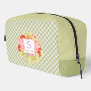 Classy Spring Green Check Pattern Toiletry Bag