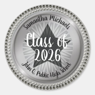 Classy Star Silver Class of 2019 Graduation Classic Round Sticker