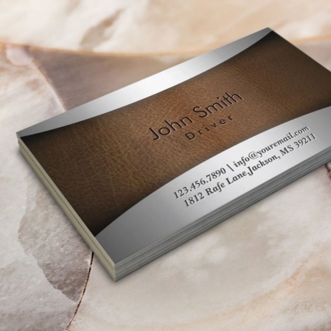Classy Steel & Leather Driver Business Card (Creator Uploaded)