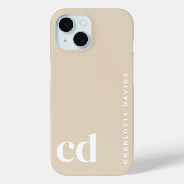Classy Stylish Beige Monogram Case-Mate iPhone Case (Back)