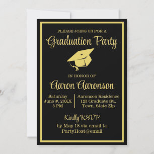 Classy Stylish Gold on Black Graduation Photo