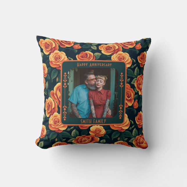 Classy Stylish Golden Anniversary  Throw Pillow  (Front)