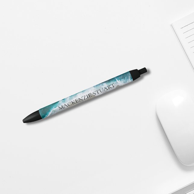 Classy Stylish Professional Beach Watercolor Name Black Ink Pen (Creator Uploaded)