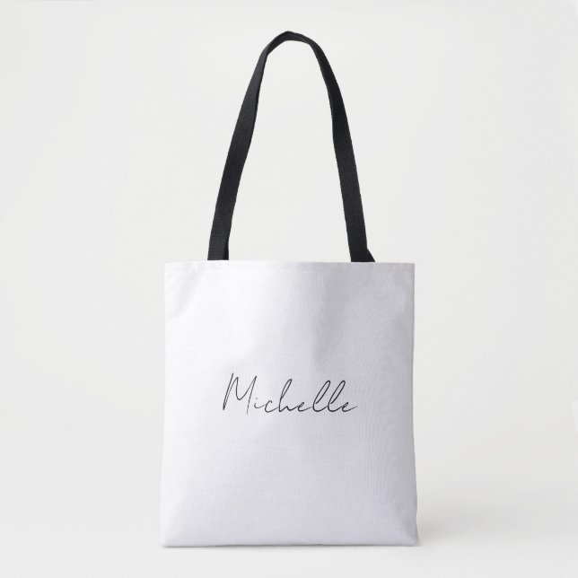 Classy Stylish Script Add Your Name Tote Bag (Front)