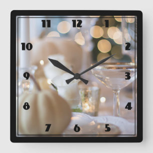 Classy Table with Fancy Place Setting Square Wall Clock