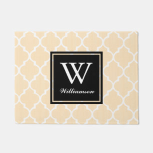 Classy Tan Quatrefoils   Personalised Doormat
