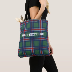 Classy tartan plaid pattern personalized tote bag