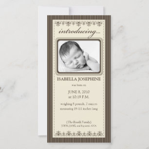 Classy Taupe Customised Birth Announcement