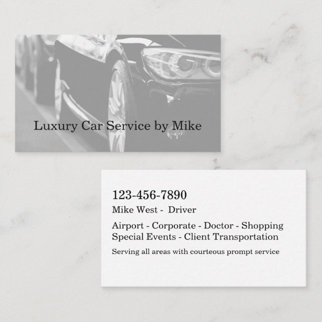 Classy Taxi Service Luxury Business Cards (Front/Back)