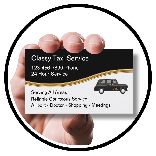 Classy Taxi Service Modern Business Cards (Creator Uploaded)