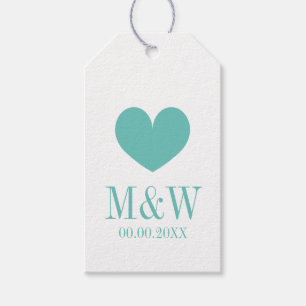 Classy teal blue custom wedding favour gift tags