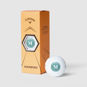 Classy Teal Glitter Sparkly Monogam Personalised Golf Balls