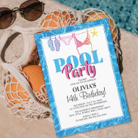 Classy Teen Pool Party | Birthday Invitation